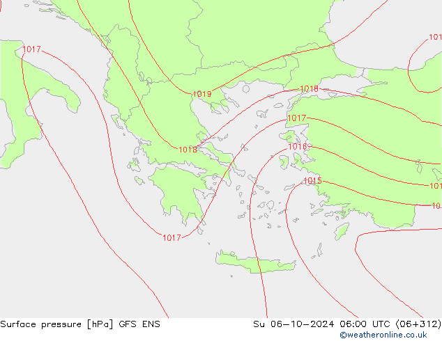 Surface pressure GFS ENS Su 06.10.2024 06 UTC