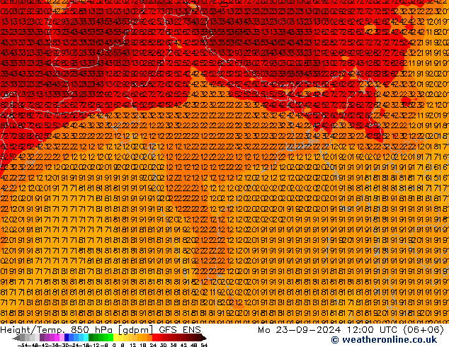 Géop./Temp. 850 hPa GFS ENS lun 23.09.2024 12 UTC