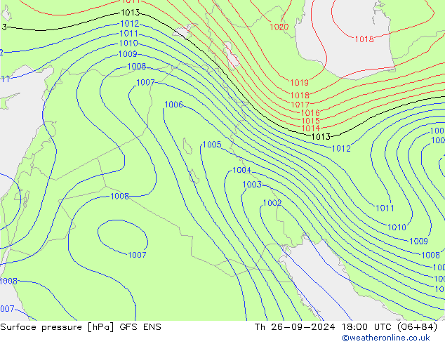 Presión superficial GFS ENS jue 26.09.2024 18 UTC