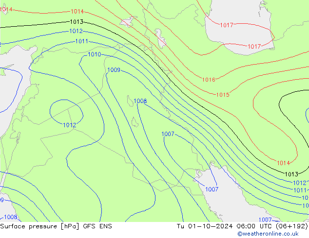 Atmosférický tlak GFS ENS Út 01.10.2024 06 UTC