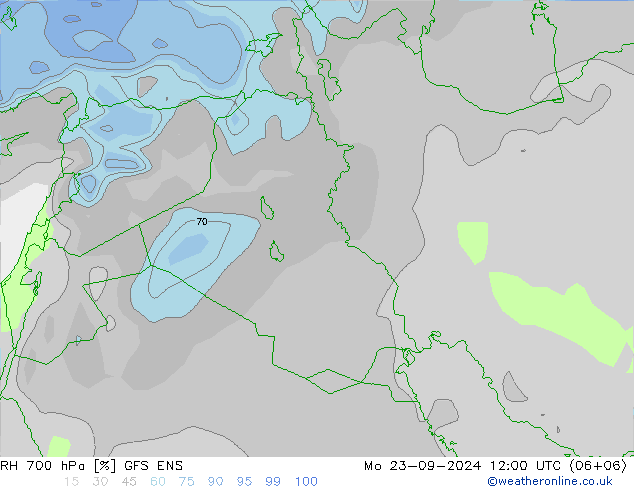 RH 700 hPa GFS ENS Mo 23.09.2024 12 UTC