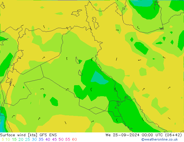 Surface wind GFS ENS We 25.09.2024 00 UTC