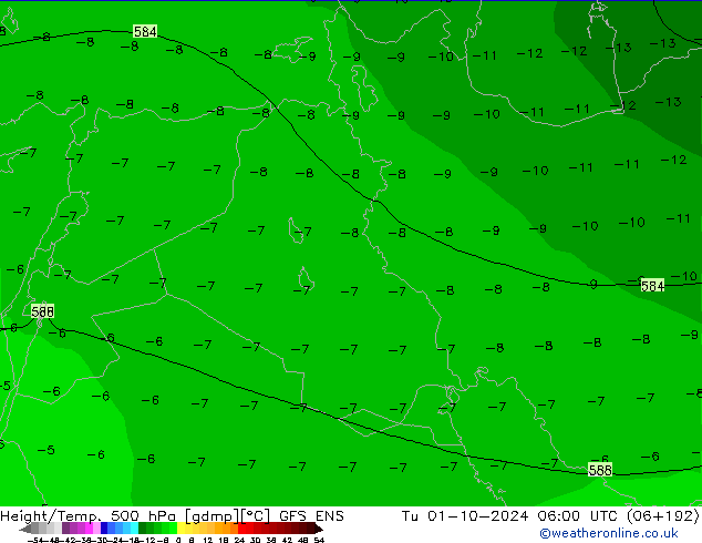 Height/Temp. 500 гПа GFS ENS вт 01.10.2024 06 UTC