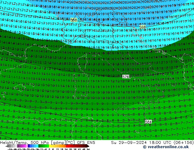 Height/Temp. 500 гПа GFS ENS Вс 29.09.2024 18 UTC