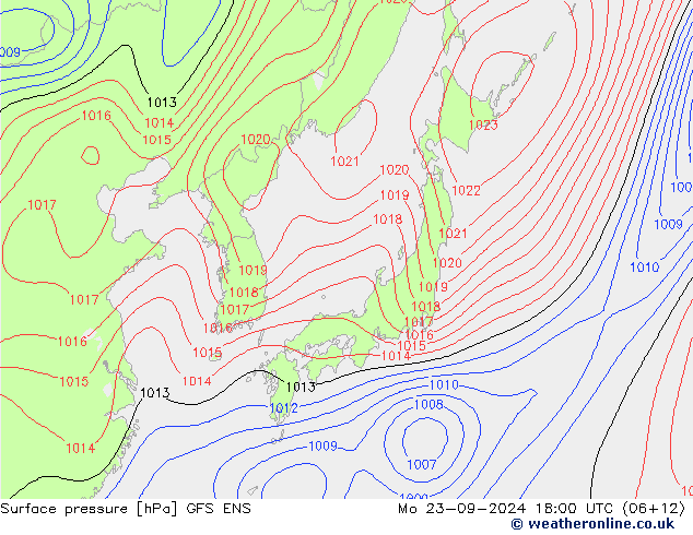 Surface pressure GFS ENS Mo 23.09.2024 18 UTC