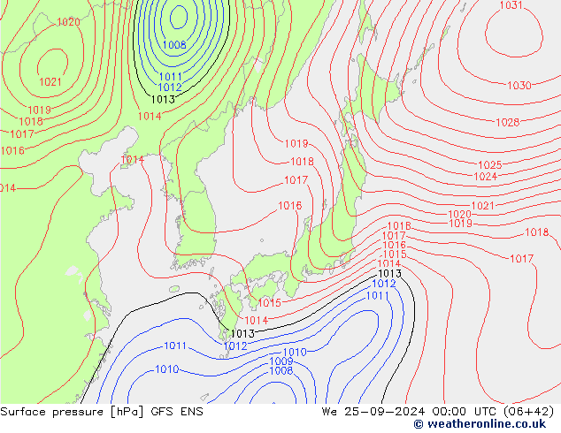 Pressione al suolo GFS ENS mer 25.09.2024 00 UTC