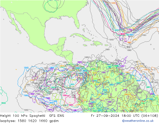 Height 100 hPa Spaghetti GFS ENS  27.09.2024 18 UTC