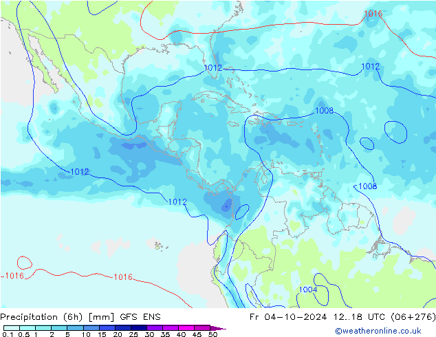 Totale neerslag (6h) GFS ENS vr 04.10.2024 18 UTC