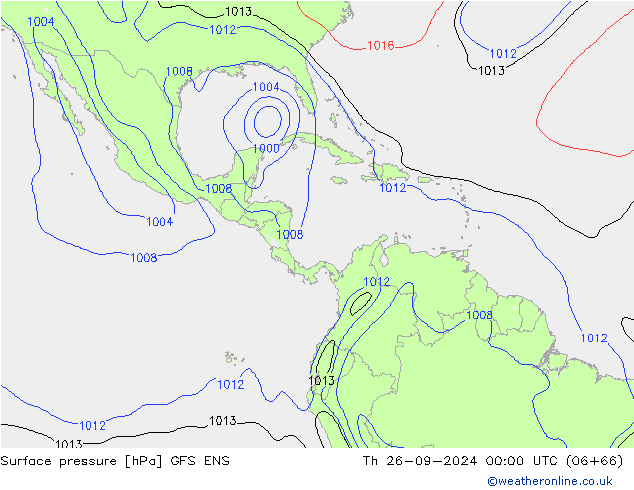 Pressione al suolo GFS ENS gio 26.09.2024 00 UTC