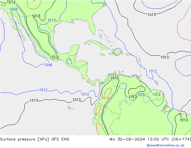 Surface pressure GFS ENS Mo 30.09.2024 12 UTC