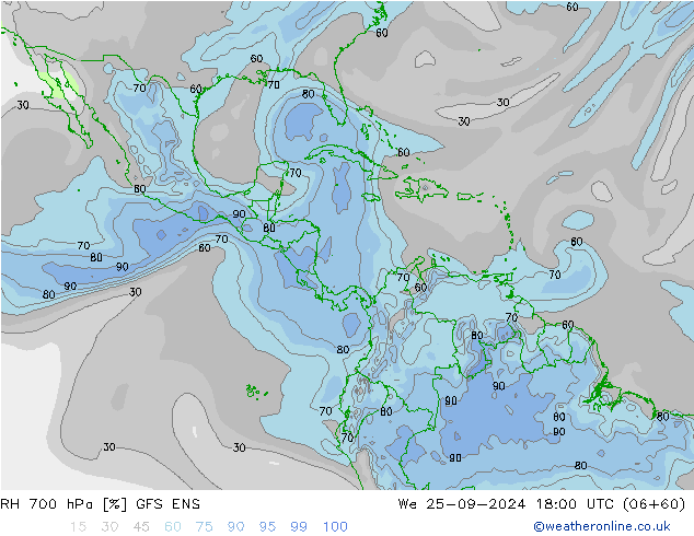 RH 700 hPa GFS ENS Mi 25.09.2024 18 UTC