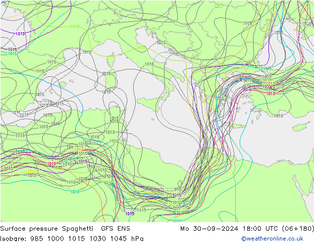 Yer basıncı Spaghetti GFS ENS Pzt 30.09.2024 18 UTC