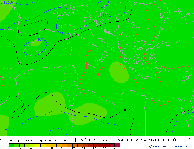 Surface pressure Spread GFS ENS Tu 24.09.2024 18 UTC