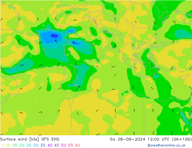 Rüzgar 10 m GFS ENS Cts 28.09.2024 12 UTC