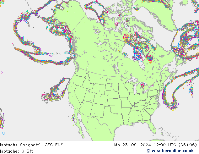 Isotachs Spaghetti GFS ENS Seg 23.09.2024 12 UTC