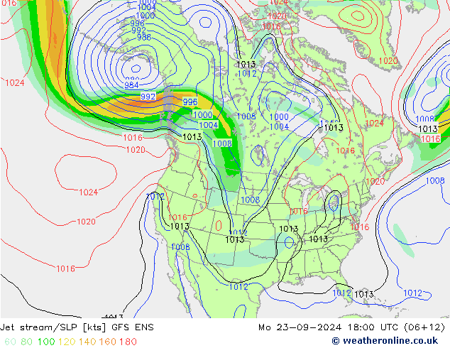 Polarjet/Bodendruck GFS ENS Mo 23.09.2024 18 UTC