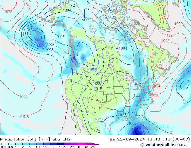 Totale neerslag (6h) GFS ENS wo 25.09.2024 18 UTC