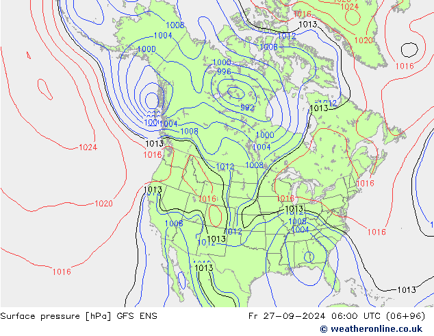 Atmosférický tlak GFS ENS Pá 27.09.2024 06 UTC