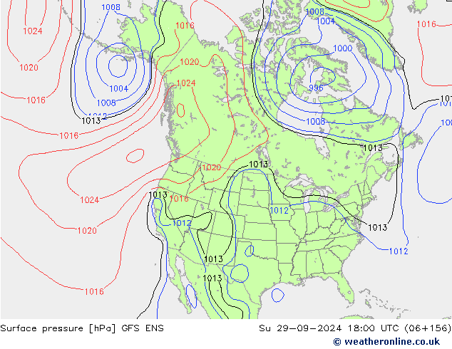 Atmosférický tlak GFS ENS Ne 29.09.2024 18 UTC