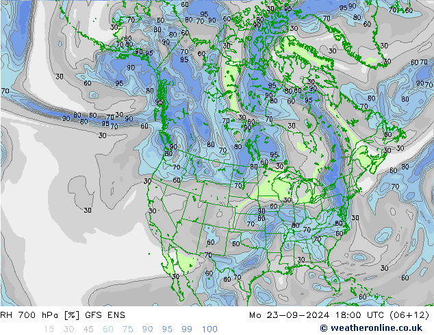 RH 700 гПа GFS ENS пн 23.09.2024 18 UTC