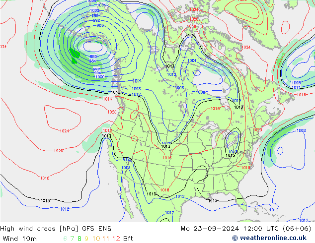 High wind areas GFS ENS  23.09.2024 12 UTC