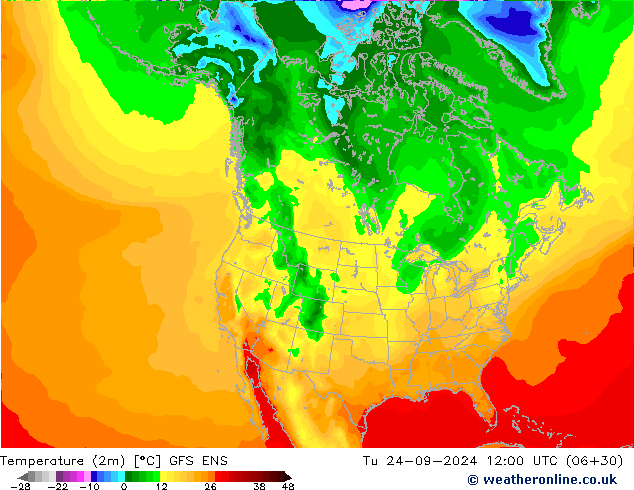 Temperature (2m) GFS ENS Tu 24.09.2024 12 UTC