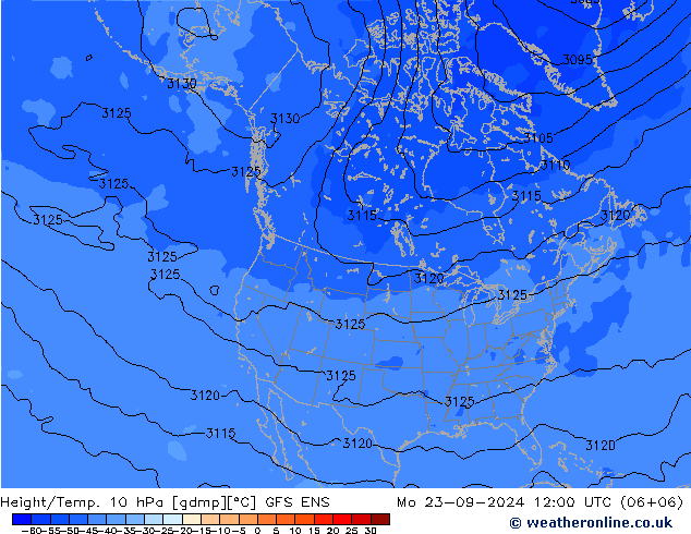 Height/Temp. 10 hPa GFS ENS Mo 23.09.2024 12 UTC