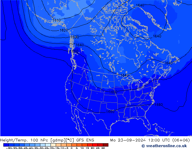 Height/Temp. 100 hPa GFS ENS pon. 23.09.2024 12 UTC