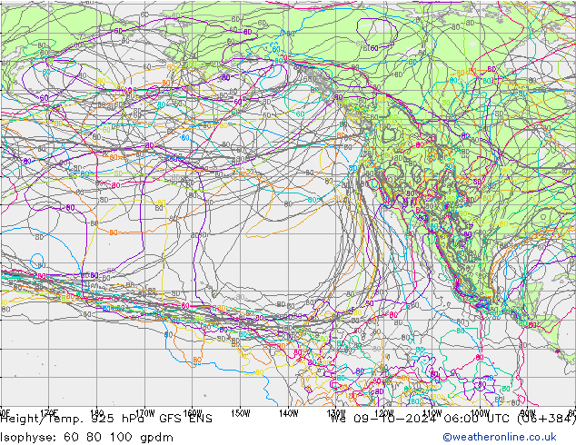 Height/Temp. 925 hPa GFS ENS We 09.10.2024 06 UTC