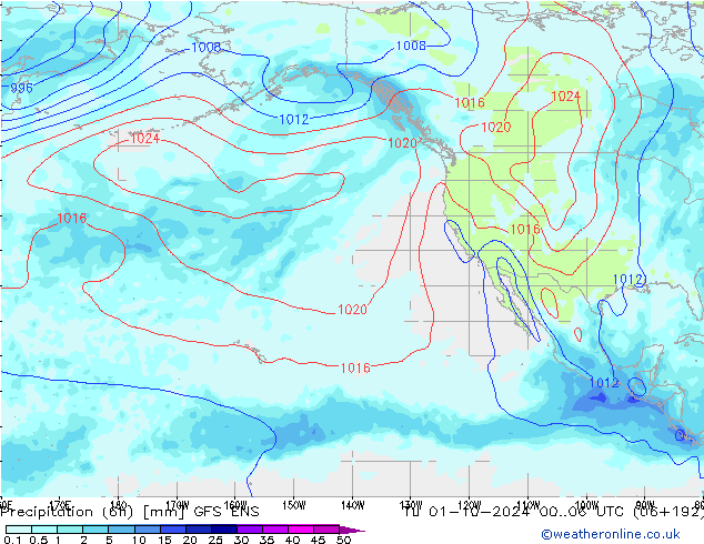 Precipitation (6h) GFS ENS Tu 01.10.2024 06 UTC