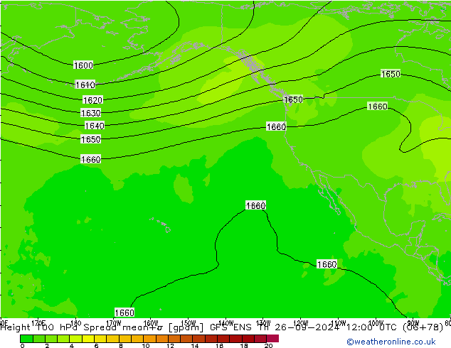 Height 100 гПа Spread GFS ENS чт 26.09.2024 12 UTC