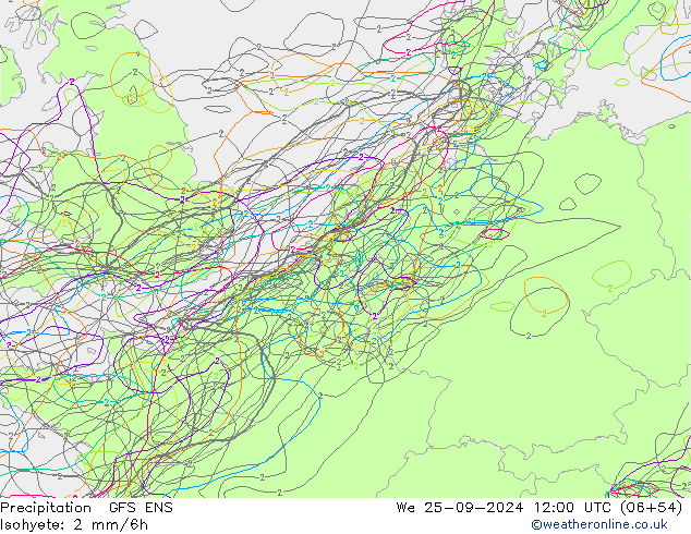 Precipitazione GFS ENS mer 25.09.2024 12 UTC