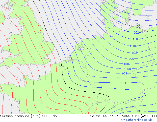 Surface pressure GFS ENS Sa 28.09.2024 00 UTC