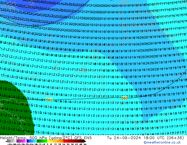 Height/Temp. 500 hPa GFS ENS  24.09.2024 18 UTC