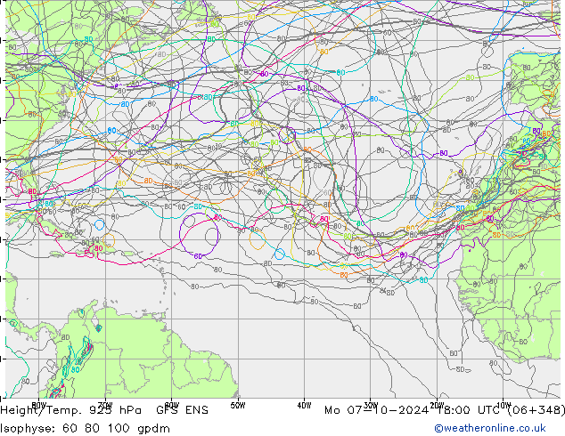 Height/Temp. 925 hPa GFS ENS lun 07.10.2024 18 UTC