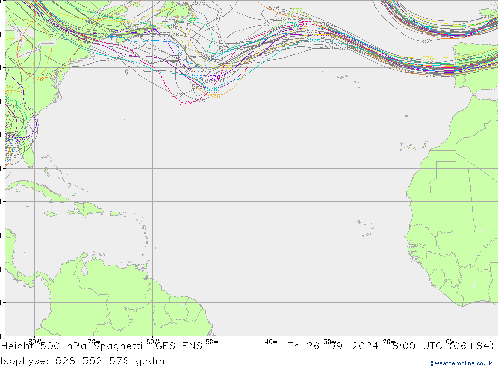 500 hPa Yüksekliği Spaghetti GFS ENS Per 26.09.2024 18 UTC