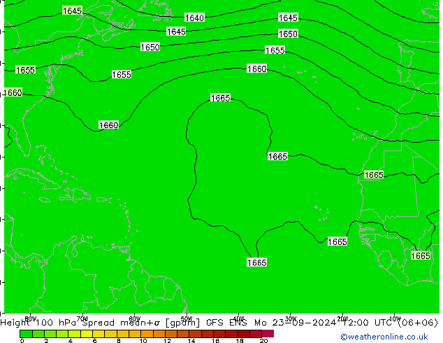 Height 100 hPa Spread GFS ENS Mo 23.09.2024 12 UTC