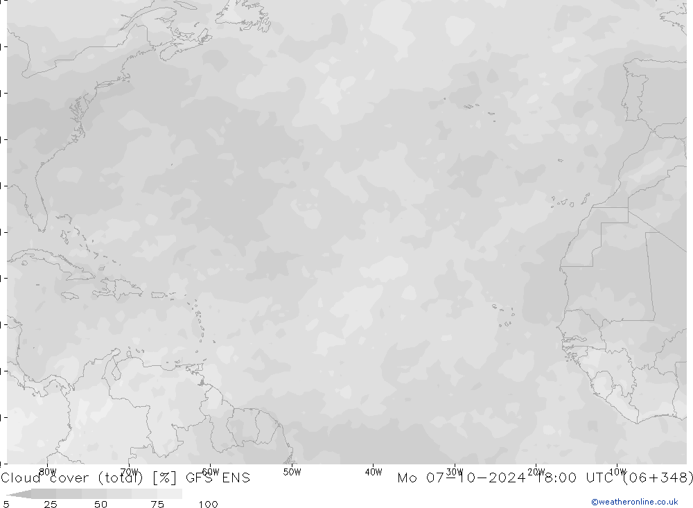 Nubi (totali) GFS ENS lun 07.10.2024 18 UTC