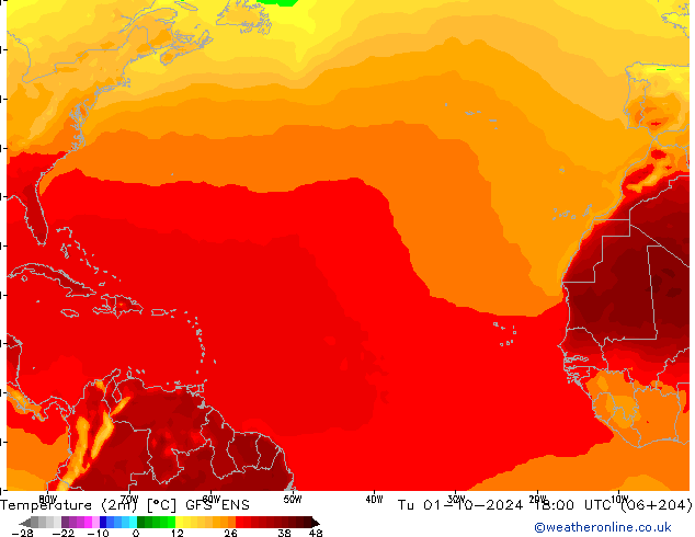 Temperature (2m) GFS ENS Út 01.10.2024 18 UTC