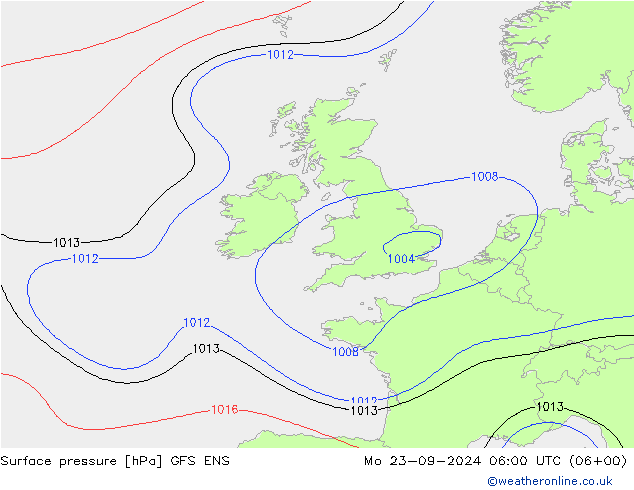 Surface pressure GFS ENS Mo 23.09.2024 06 UTC