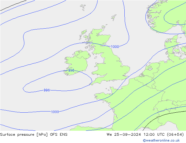 Pressione al suolo GFS ENS mer 25.09.2024 12 UTC