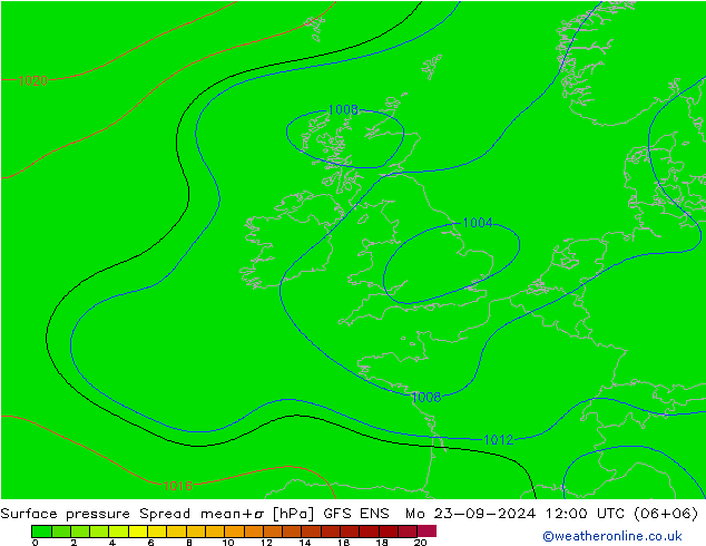 Presión superficial Spread GFS ENS lun 23.09.2024 12 UTC