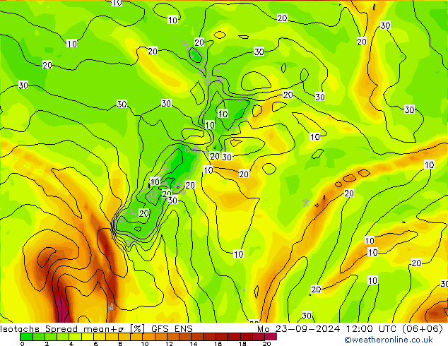 Isotachs Spread GFS ENS Seg 23.09.2024 12 UTC