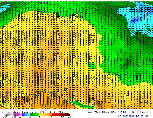 Temperature Low (2m) GFS ENS We 25.09.2024 18 UTC