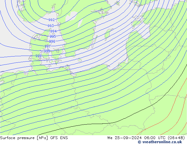 Presión superficial GFS ENS mié 25.09.2024 06 UTC