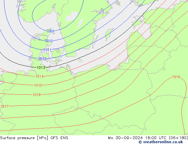 Surface pressure GFS ENS Mo 30.09.2024 18 UTC