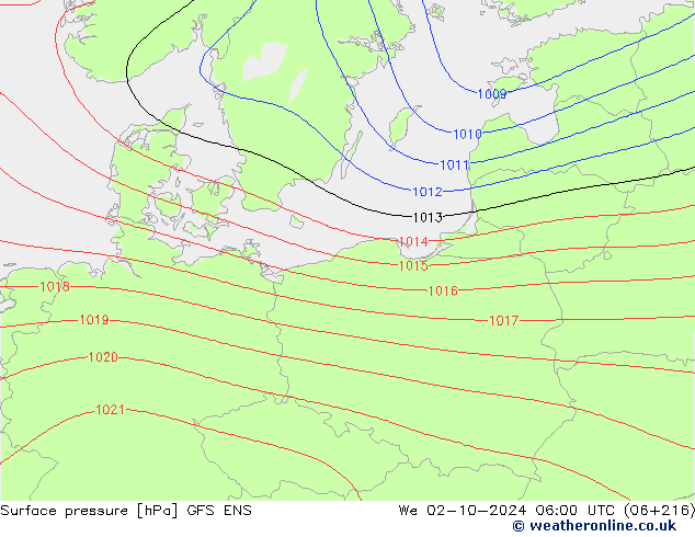 Pressione al suolo GFS ENS mer 02.10.2024 06 UTC