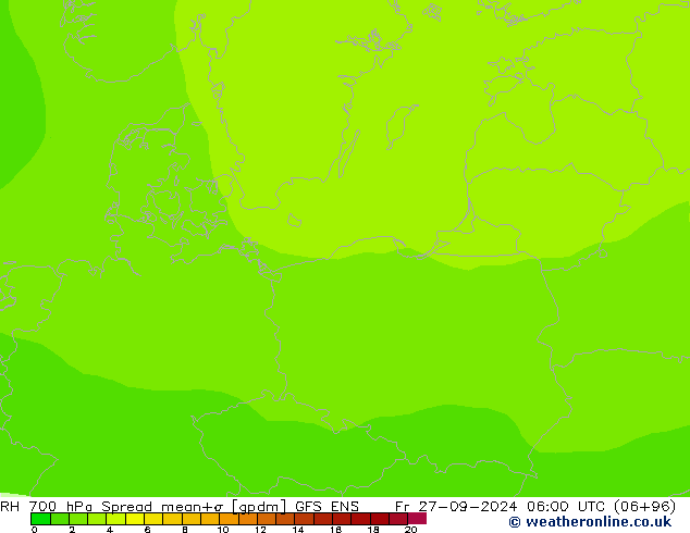 RH 700 hPa Spread GFS ENS ven 27.09.2024 06 UTC