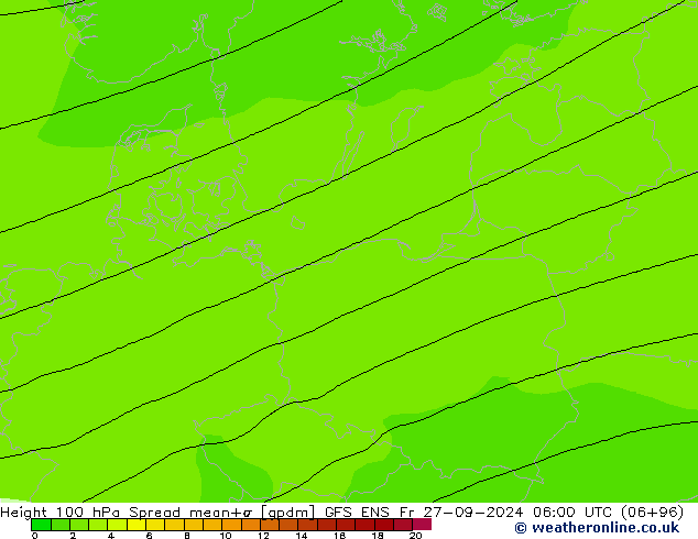 Height 100 hPa Spread GFS ENS Fr 27.09.2024 06 UTC