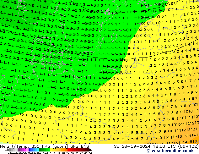 Height/Temp. 850 hPa GFS ENS Sa 28.09.2024 18 UTC